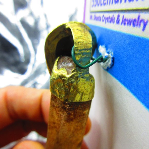 Fire Opal & Chlorite Quartz Phantom Gold Gemstone Pendant - Picture 8 of 8